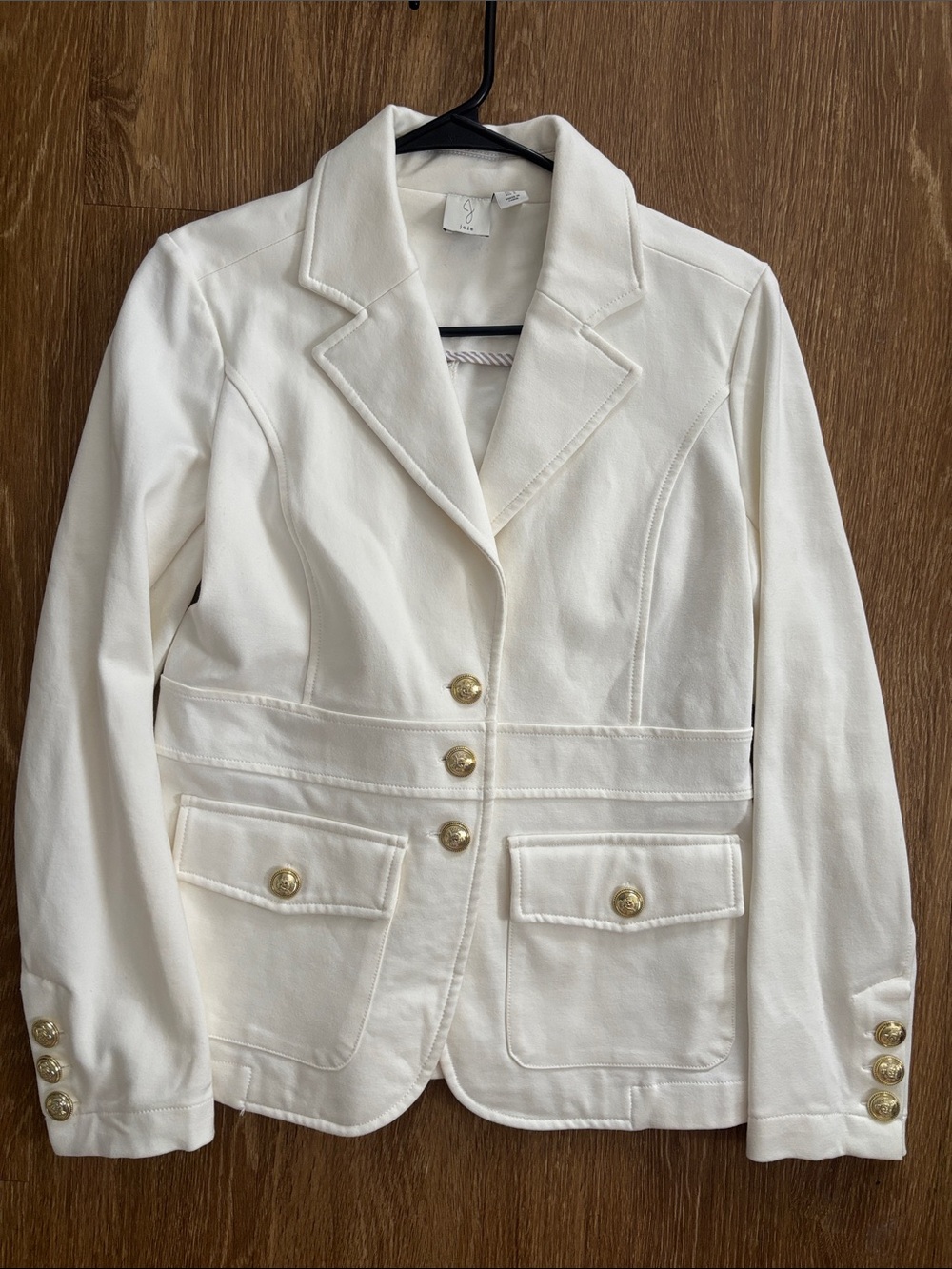 Joie Cream Women's Tailored Structured Blazer with Gold Buttons